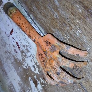 Vintage Orange Hand Claw Rake